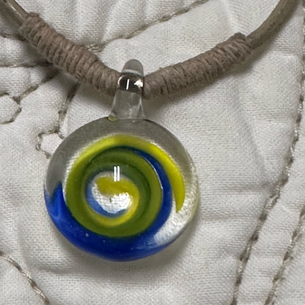 Surfer style glass and hemp necklace